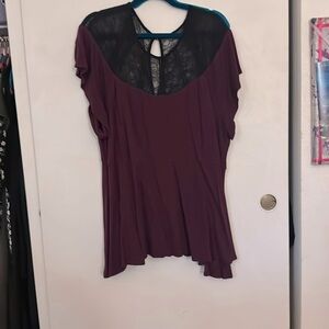 Purple peplum flutter sleeve blouse. Torrid size 4.